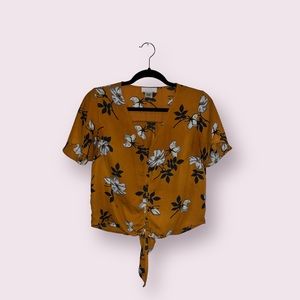 Burnt orange cropped floral blouse